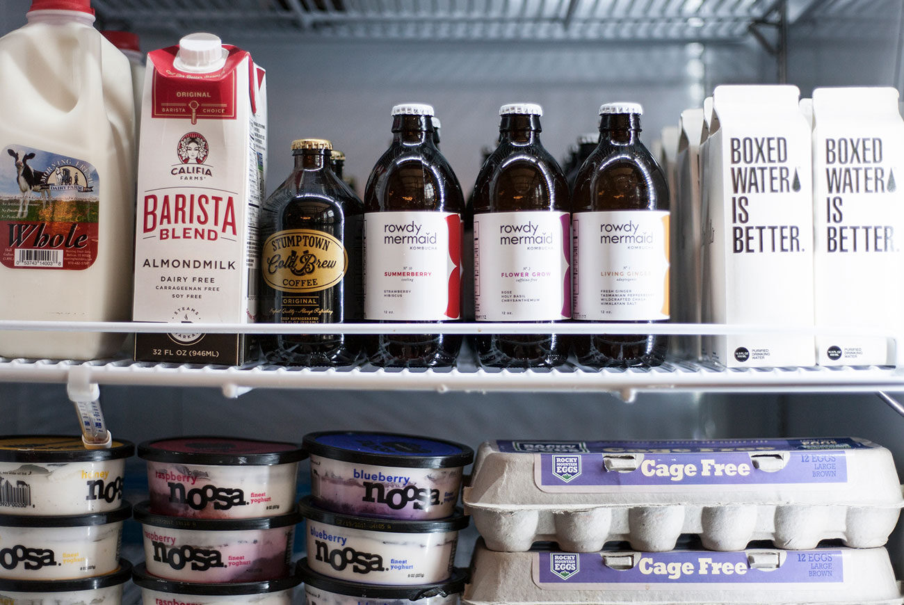 The cooler, stocked